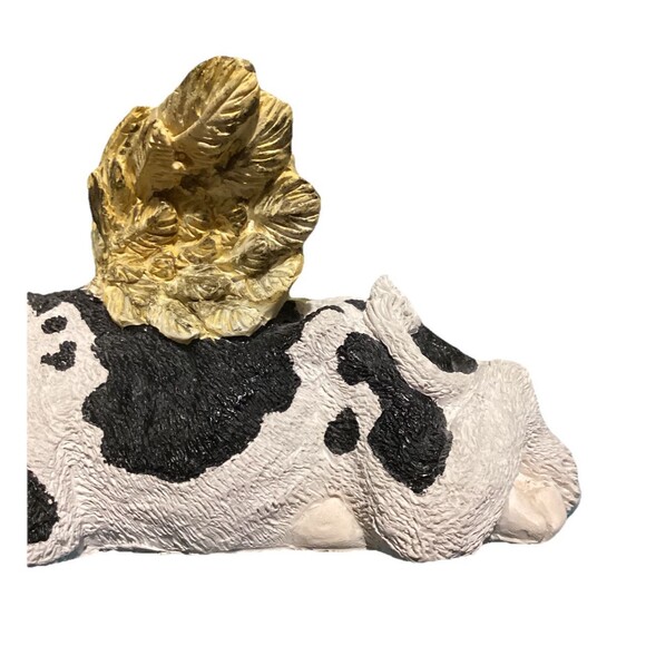 Stone Critters Holstein HOLY COW SC-889 Black & White With Gold Angel Wings - Picture 3 of 10